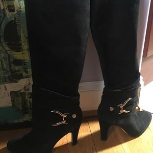 NEW Antonio Melani Black Suede Knee High Boots